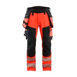Varselbukse 4-veisstretch Hivis Rød/Svart