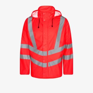 Safety regnjakke hi-vis rød