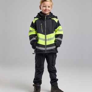 Jakke Softshell Barn Svart/Varselgul