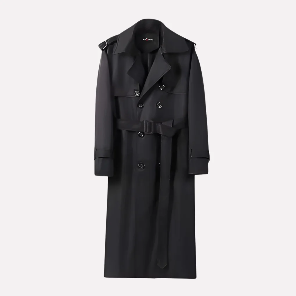 Menns Over the Knee Beltet Trench Coat - Image 4
