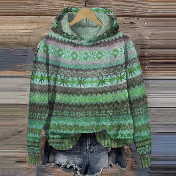 Vintage-Inspirert Fair Isle Hettegenser for Kvinner - Image 2