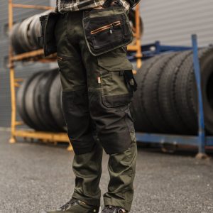 Håndverksbukse Stretch Skogsgrønn/Rust