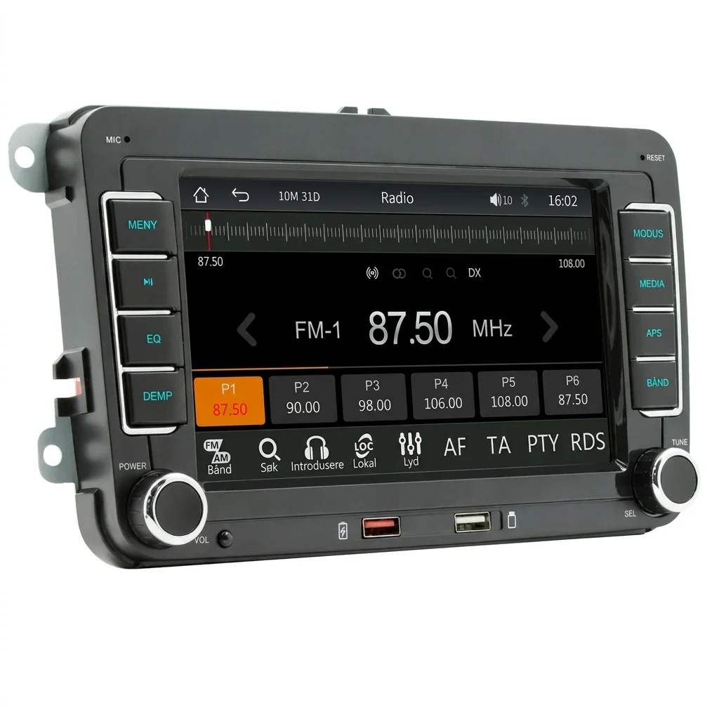 7-tommers HD-berøringsskjerm og Bluetooth MP5-spiller for bil